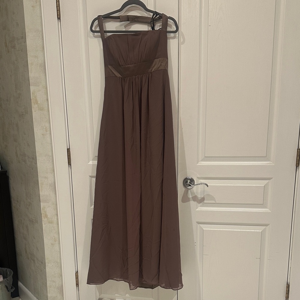 Alfred Angelo Brown Chiffon Maxi Dress with Satin Waist